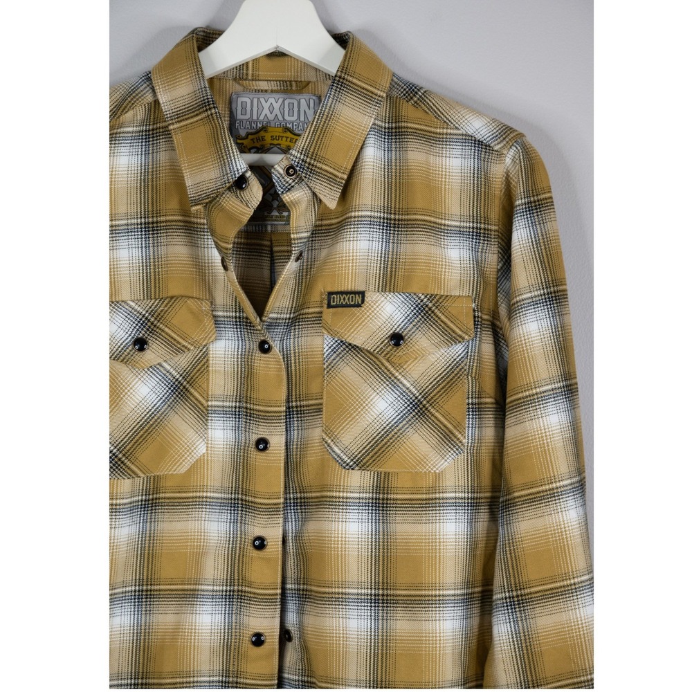 Dixxon Flannel The Sutter Womens Medium Yellow Plaid Excellent D-Tech Snap Shirt - Picture 2 of 8